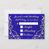 レガエレガントル金ゴールドタイポグラフィ誕生日 出欠カード (裏面)