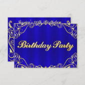 レガエレガントル金ゴールドタイポグラフィ誕生日 出欠カード (正面/裏面)