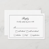 レガクラシックルフォーマルブラックアンドホワイト結婚ズ 出欠カード (正面/裏面)