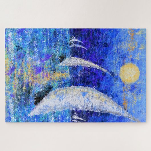 レガッタセーリング – 抽象芸術アートオリジナル絵画ズ ジグソーパズル (横)