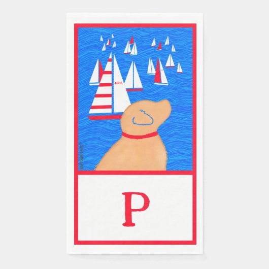 レガッタデイイエロードッグクロスゲストタオル (正面)