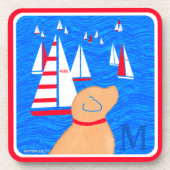 レガッタデイイエロードッグコースターセット コースター (正面)