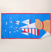 レガッタデイイエロードッグビーチタオル ビーチタオル (正面)