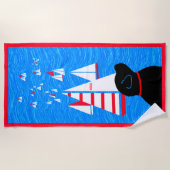 レガッタデイブラックドッグビーチタオル ビーチタオル (正面)