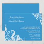 レガッタブルーフローラアクセント結婚式招待状 招待状 (正面/裏面)