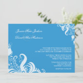 レガッタブルーフローラアクセント結婚式招待状 招待状 (スタンド正面)