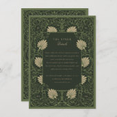レガルエメラルドグリーンアンティーク金ゴールドバロック詳細 招待状 (正面/裏面)