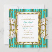 レガルキンセアニェラ15thティール（緑がかった色）ジェイド金ゴールドホワイトティアラ 招待状 (裏面)
