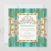 レガルキンセアニェラ15thティール（緑がかった色）ジェイド金ゴールドホワイトティアラ 招待状 (正面)