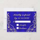 レガルゴールデンエレガントフローリッシュタイポグラフィ 出欠カード (裏面)