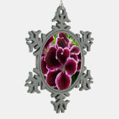 レガルゼラニウムフラワーズマエレガントルーンフローラルガ スノーフレークピューターオーナメント (左)