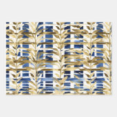 レガルブルーと金ゴールドの休日ラッピング紙コンボ ラッピングペーパーシート (正面3)