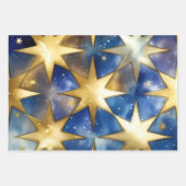 レガルブルーと金ゴールドの休日ラッピング紙コンボ ラッピングペーパーシート (正面2)