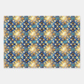 レガルブルーと金ゴールドの休日ラッピング紙コンボ ラッピングペーパーシート (正面)