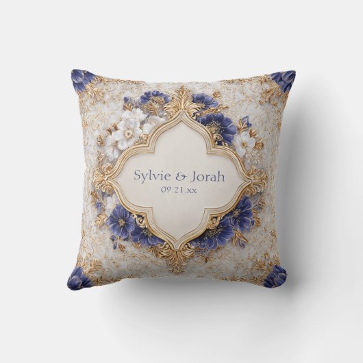 レガルブルービクトリアンと金ゴールドフローラエレガンス クッション (裏面)