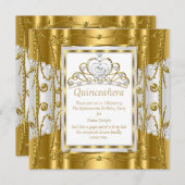 レガルプリンセスキンセアニェラ15th金ゴールドホワイトティアラ 招待状 (正面/裏面)