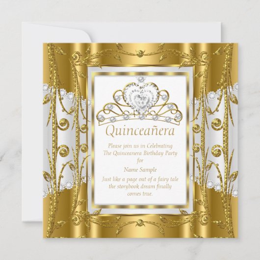 レガルプリンセスキンセアニェラ15th金ゴールドホワイトティアラ 招待状 (正面)