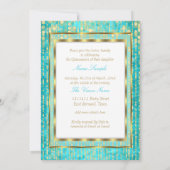 レガルプリンセスブルーティール(緑がかった色)キンセアニェラ金ゴールドホワイト 招待状 (裏面)