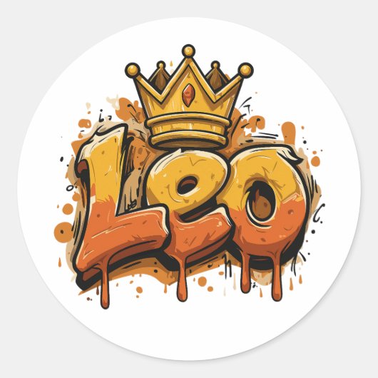 レガルレオ〔占星術の〕十二宮図グラフィティエアブラシ付きクラウン ラウンドシール (正面)