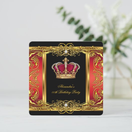 レガルレッドエレガントブラック金ゴールドクイーン誕生日3 招待状 (スタンド正面)