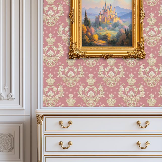 レガル赤面ダマスクプリンセススコア 壁紙 (Regal Blush Damask Princesscore Wallpaper)