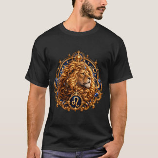 レガル レオ セレスティアル ライオン ゴールド ゾディアック アート Tシャツ