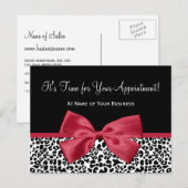 レガーリーオパードサロンアポイントメントリマインダーレッドボウ ポストカード (正面/裏面)