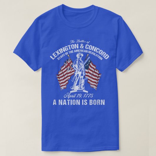レキシントンとコンコードの戦いアメリカ革命 Tシャツ (デザイン正面)