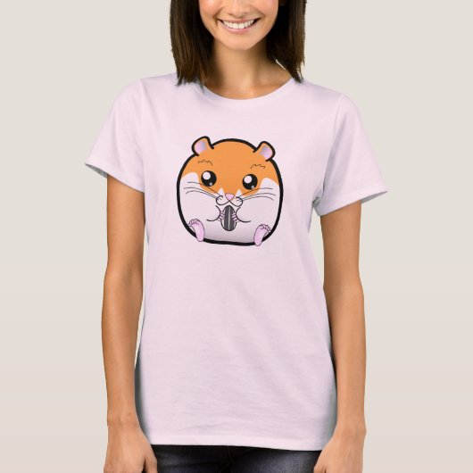 レギュラーシリアのオレンジ色のホワイトハムスター Tシャツ (正面)