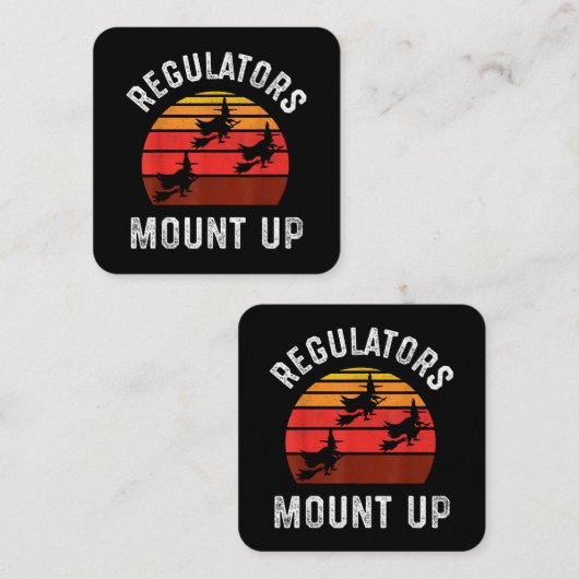 レギュレーター山アップ、面白いハロウィーンウィッチ スクエア名刺 (正面/裏面)