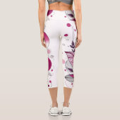 レギンスのマゼンタロータスのモダン花 カプリレギンス (裏面)