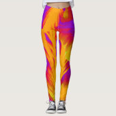 レギンスはっきりしたオレンジと紫のトレーニングのスタイル レギンス (正面)