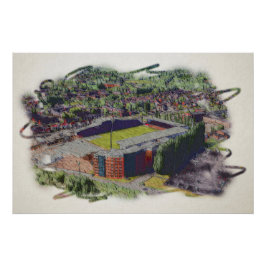 レクサムスタジアムの建築ウォーターカラーアート ポスター