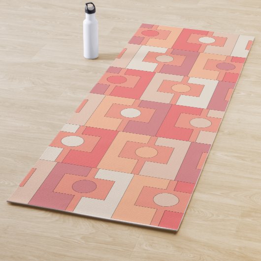 レクタンジェルピーチピンクレトロ幾何コンテンポラリー図形 ヨガマット (インサイチュ)