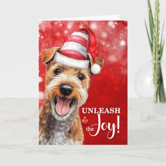 レクランド・テリアの犬 クリスマスの喜びを解き放て シーズンカード (正面)