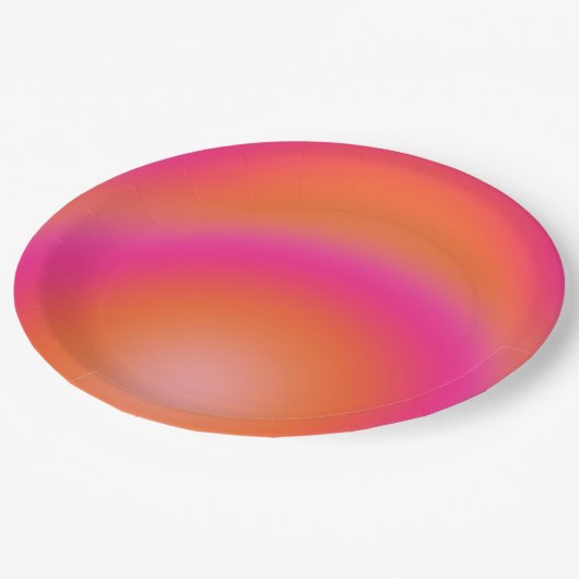 レクルール03ホットピンクとオレンジのグラデーションのオーラ ペーパープレート (アングル)