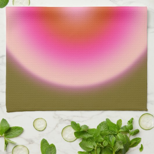 レクルール05グラデーションオリーブとピンクオーラ キッチンタオル (折り畳み)