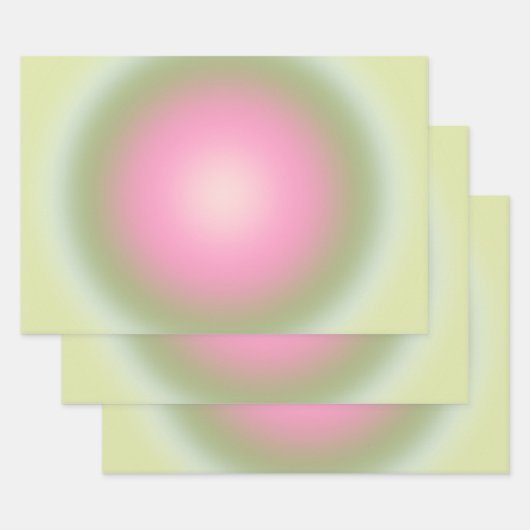 レクルール07グラデーションピンクとグリーンオーラ ラッピングペーパーシート (セット)