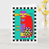 レグワーマーズの上品な猫グリーティングカード カード (黄色い花)