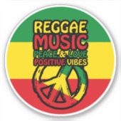 レゲエと平和のシンボルと引用文前向き シール (正面)