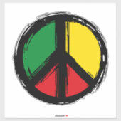 レゲエの色を使用した平和シンボル シール (シート)