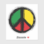 レゲエの色を使用した平和シンボル シール (シート)