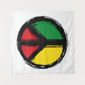 レゲエの色を使用した平和シンボル タペストリー (正面(横))