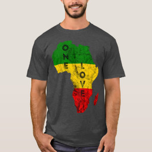レゲエアフリカ地図ラスタレゲエミュージックラスタファリ Tシャツ