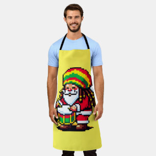 レゲエサンタドラマーおもしろいピクセルアートクリスマスミュージック エプロン