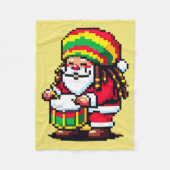 レゲエサンタドラマーおもしろいピクセルアートクリスマスミュージック フリースブランケット (正面)