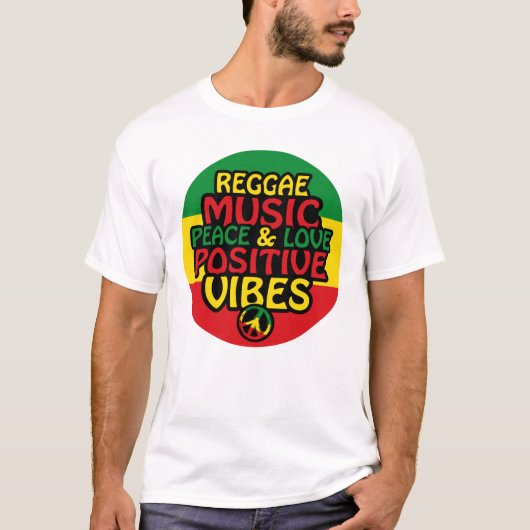 レゲエデザインと前向き引用文とレゲエ国旗 Tシャツ (正面)