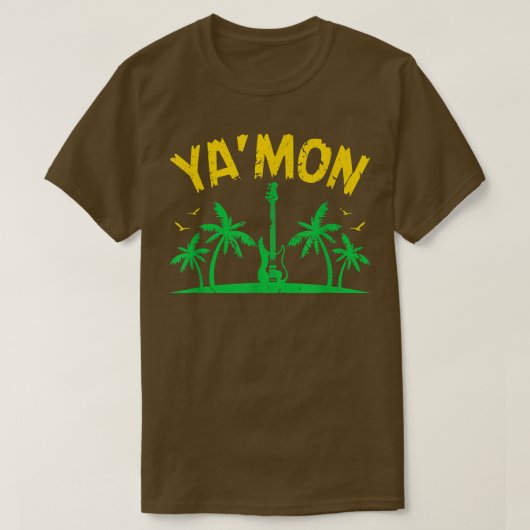 レゲエバスギタープレイヤーヤモン Tシャツ (デザイン正面)