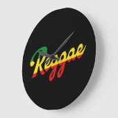 レゲエフラッグの色を使用したレゲエミュージック ラージ壁時計 (傾斜)