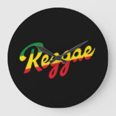 レゲエフラッグの色を使用したレゲエミュージック ラージ壁時計 (正面)